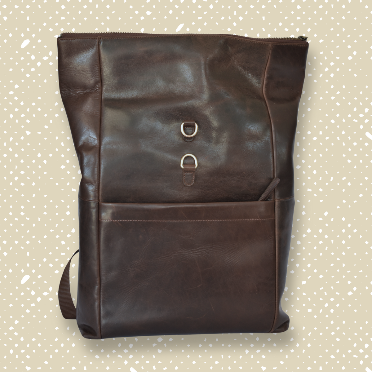 Mochila de Cuero Roll-Top Marrón Oscuro – Para Portátiles – IULIUS